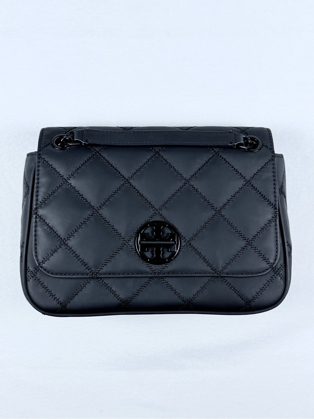 Tory Burch Black Quilted Leather Convertible Chain Shoulder Bag Crossbody Purse - Picture 3 of 16